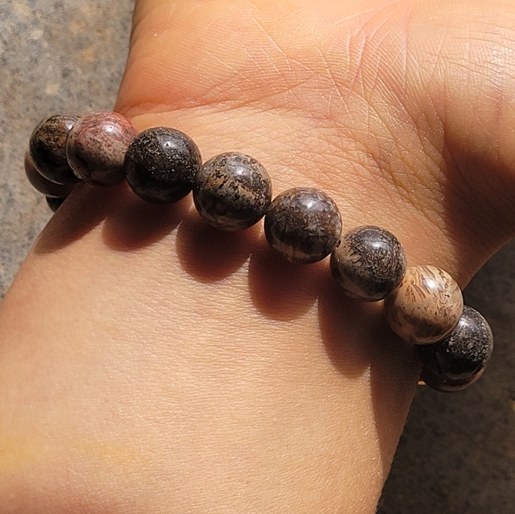 Rose Quartz & Fancy Jasper Stone Bohemian Bracelet - Picture 2 of 7